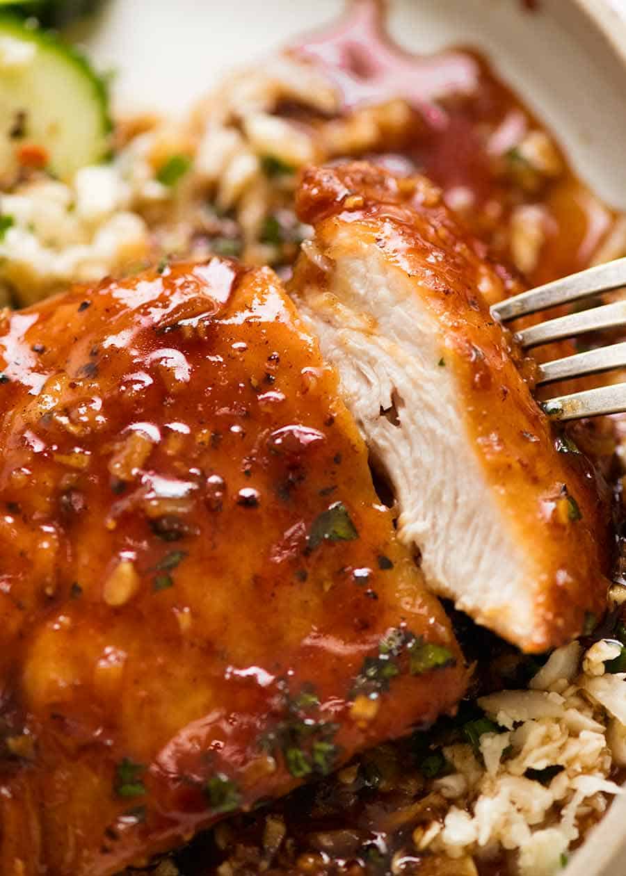 Poitrine de poulet au miel et à l'ail - Recette de Cuisine Facile